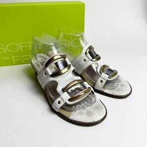 Vintage Goffredo Fantini Kitten Sandals Womens Sz 40 Italy Harley Bianco 9.5 KC